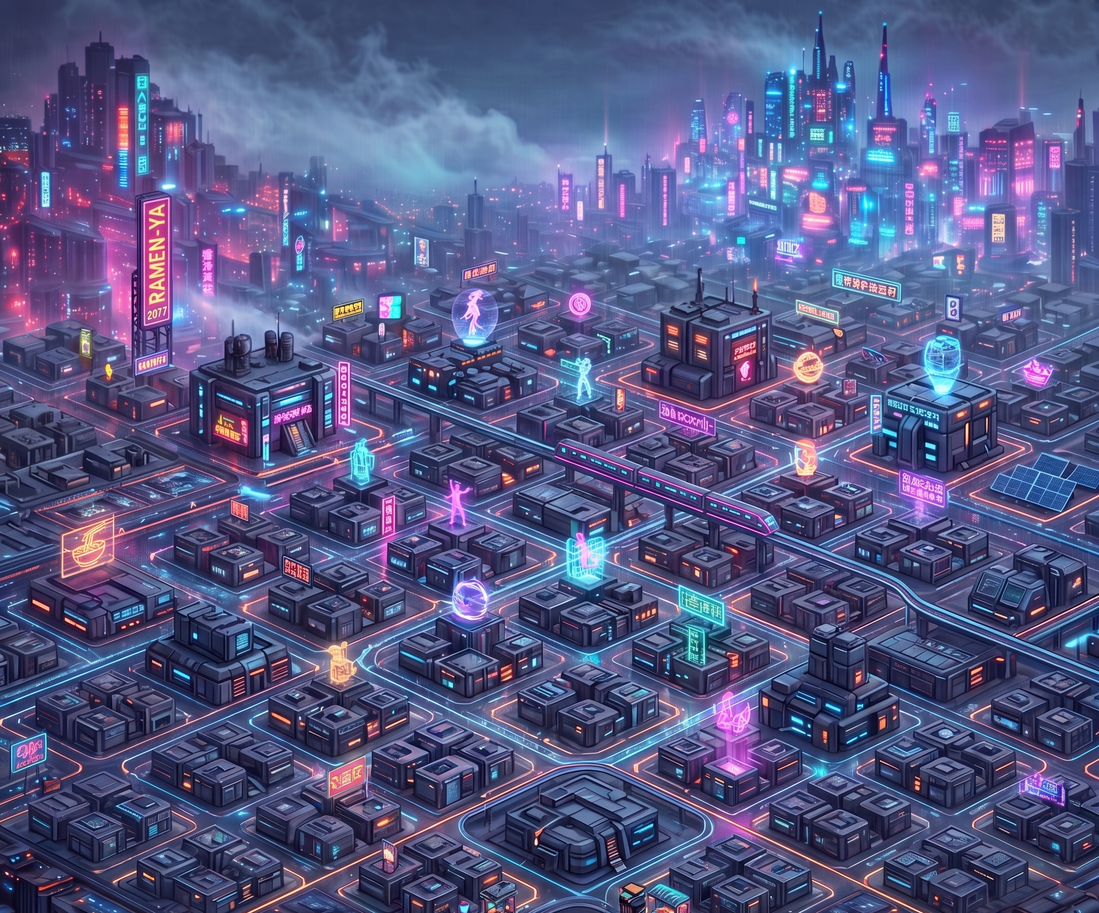 Cyberpuzzles city overview